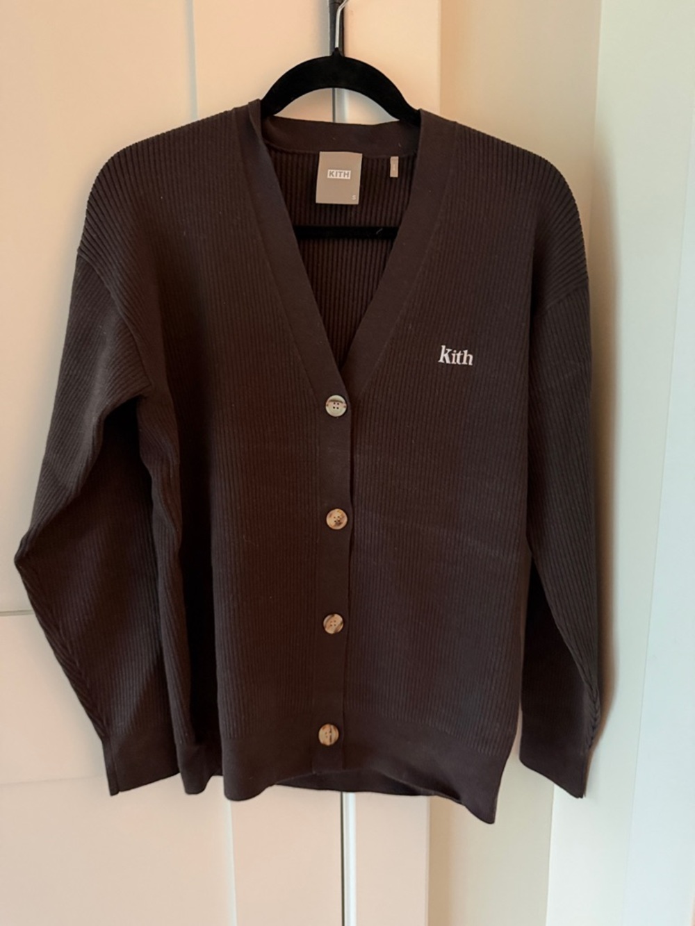 Kith Brown Ribbed Button Cardigan with Embroidered Logo